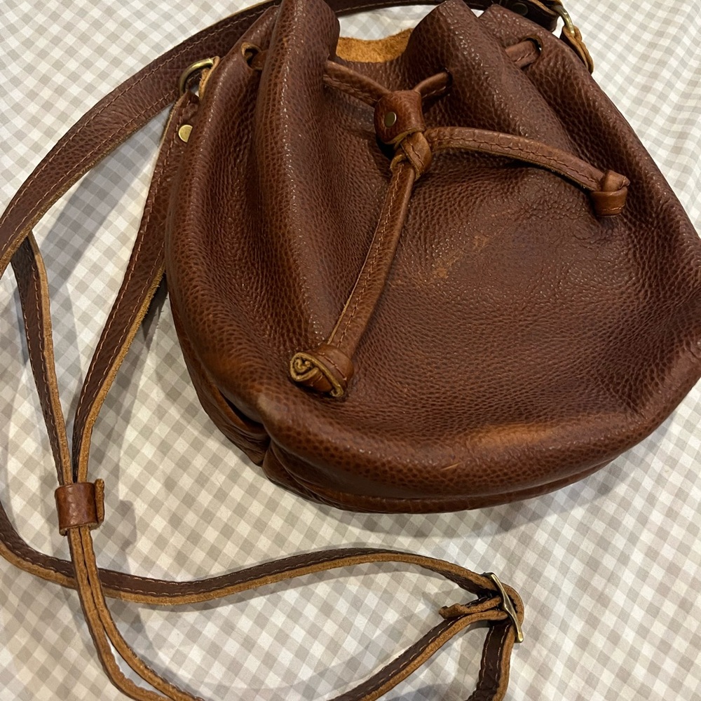 Brown Leather Bucket Bag